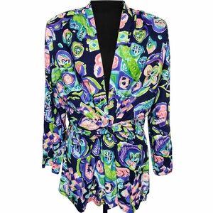 Vintage Synari Multicolor Floral Blazer with Belt | NWT 80s 90s Statement Jacket